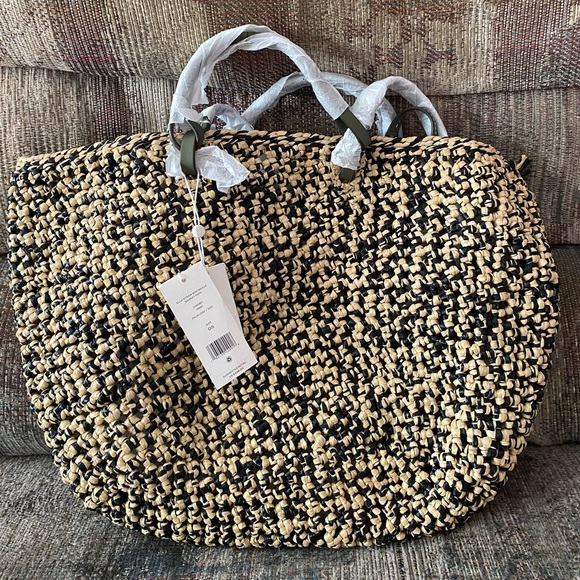 Tory Burch Ella Straw Box Weave Basket Tote. - Picture 4 of 16